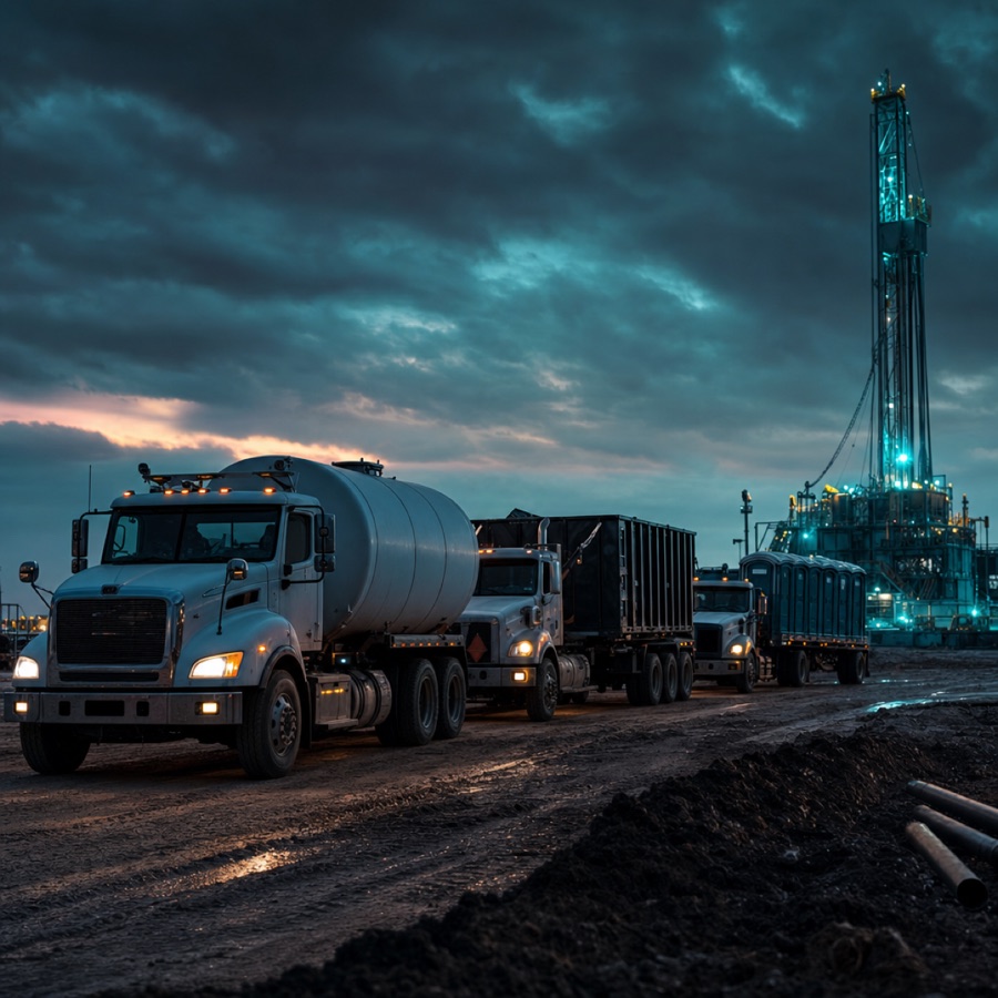 Vendor trucks at a Texas jobsite